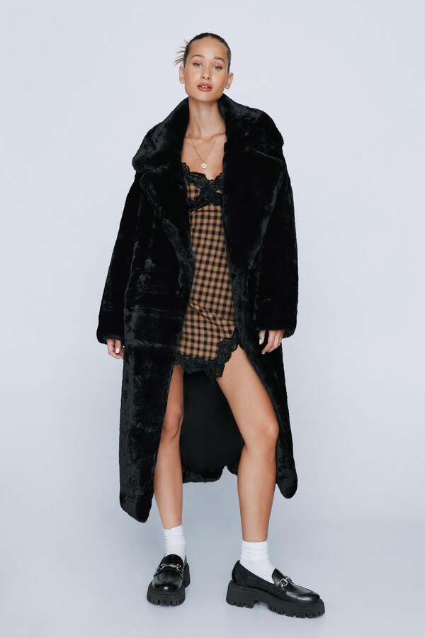 Nasty Gal Womens Petite Longline Faux Fur Coat - ShopStyle