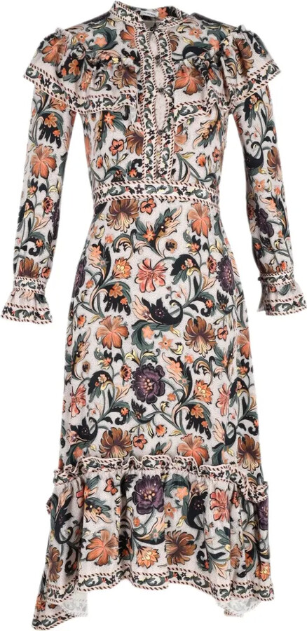 Vilshenko Floral-Print Midi Dress