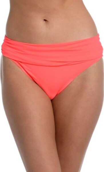 Women's La Blanca Island Goddess Shirred Band Hipster Swim Bottoms Contemporary 4 Hot Coral