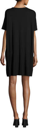 Eileen Fisher Short-Sleeve Lightweight Jersey Dress, Black