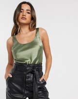 Thumbnail for your product : ASOS DESIGN DESIGN scoop neck cami in satin in Khaki