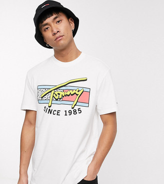 Tommy Jeans Exclusive to Asos t-shirt with neon retro signature chest print  in white - ShopStyle