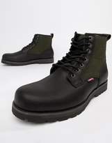 Thumbnail for your product : Levi's logan leather boot with wool detail in black