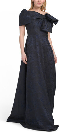 Off The Shoulder Mattelasse Jacquard A-line Gown for Women | Polyester