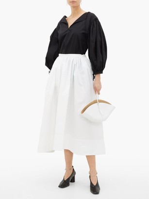 Jil Sander High-rise Organic Cotton-poplin Midi Skirt - White