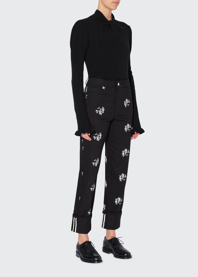 Erdem Floral-Print High-Waisted Trousers - ShopStyle Straight-Leg 