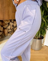 Thumbnail for your product : ASOS Petite DESIGN Petite tracksuit oversized sweatshirt / oversized trackies with mini graphic in lilac