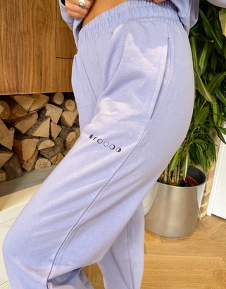 ASOS Petite DESIGN Petite tracksuit oversized sweatshirt / oversized trackies with mini graphic in lilac