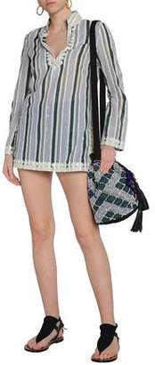 Tory Burch Bead-Embellished Striped Cotton-Gauze Coverup