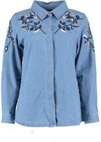 Thumbnail for your product : boohoo Heavy Embroidered Denim Shirt
