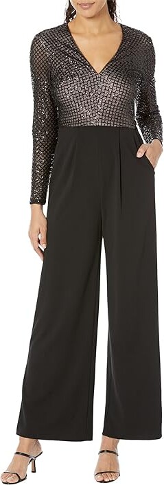 Calvin Klein Sequin Bodice Jumpsuit with Long Sleeves (Black/Black) Women's  Jumpsuit & Rompers One Piece - ShopStyle