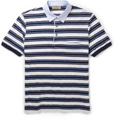 Thumbnail for your product : Canali Striped Cotton-Piqué Polo Shirt