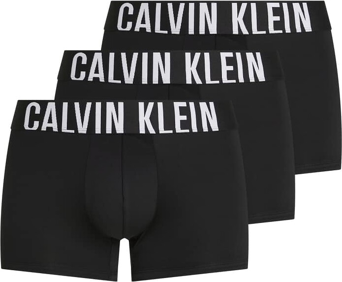 Calvin Klein Intense Power 3 pack briefs in black with green/gray waistbands