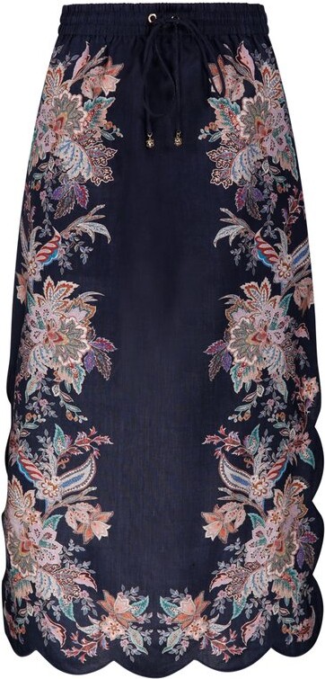 Zimmermann Rhiannon Scallop Midi Skirt