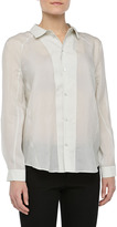 Thumbnail for your product : Theyskens' Theory Long-Sleeve Silk Button-Down Blouse