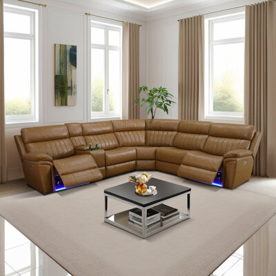 Hokku Designs Ginger Breathable Leather Living Room 6-piece Recliner Functional Sofa Set