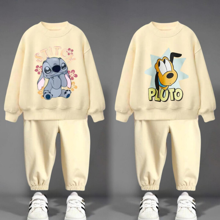 6m-6y Children & apos;s Clothes Loose Casual Cartoon Tracksuits Spring Autumn Kids Long Sleeve Hoodie Suit Toddler Costume Sweatshirt