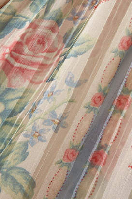 Anna Sui Whisper Rose Floral-print Asymmetric Satin Dress - Pink