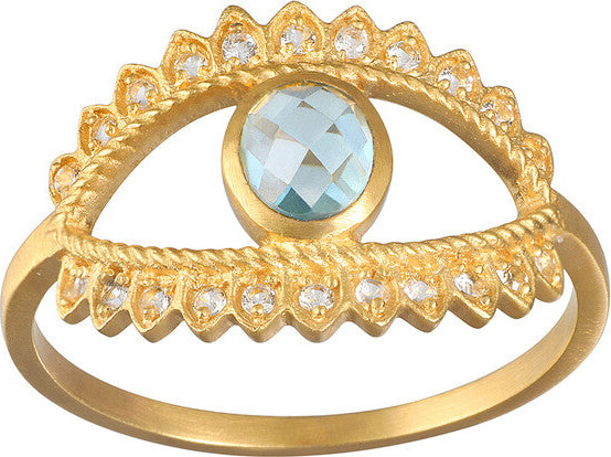 Keeper of Positivity Eye Blue Topaz Ring