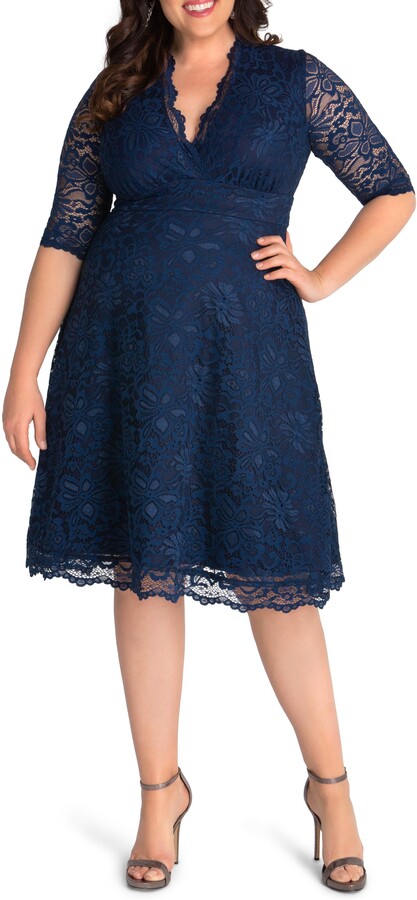 Plus Size Navy Lace Dress | ShopStyle