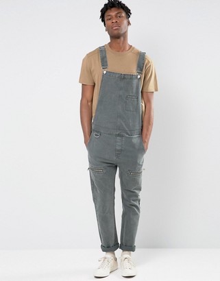 ASOS Overalls In Khaki with Biker Styling