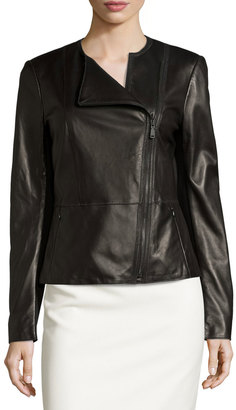 Elie Tahari Wilma Leather Moto Jacket, Black