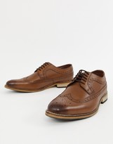 Thumbnail for your product : ASOS DESIGN Wide Fit brogue shoes in polished tan leather