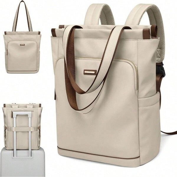 LOVELAY CREATIONS WomensConvertibleDaypack:ApricotLaptopBackpack&ToteforCasualWorkCollegeTrips&LeisureTravelWhiteStandard