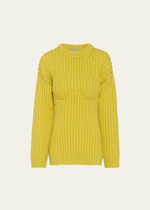 Prada Shetland Wool Sweater w/ Integrated Bra - ShopStyle