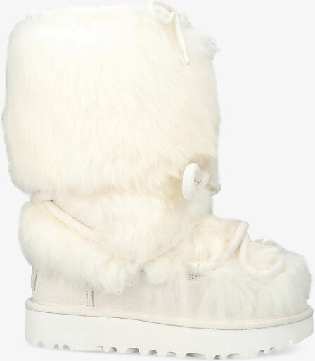 UGG Womens White Classic Chalet Tall Faux-Fur Boots Eur 39 / 6 Uk Women