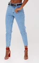 Thumbnail for your product : PrettyLittleThing Light Wash Extreme Distressed Back Straight Leg Jean