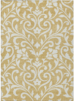 HomeRoots 5' X 8' Gold And Beige Floral Washable Indoor Outdoor Area Rug