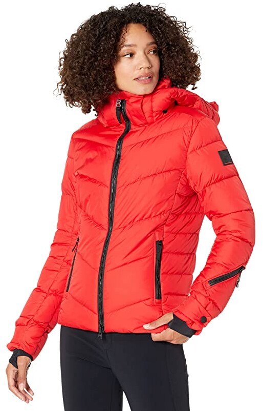 red ski style parka
