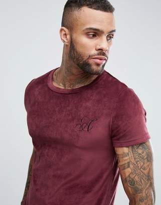 Ascend Slim Fit Velour T-Shirt With Curved Hem