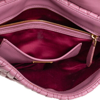 Miu Miu Pale Pink Matelassé Leather Fold Over Clutch Bag