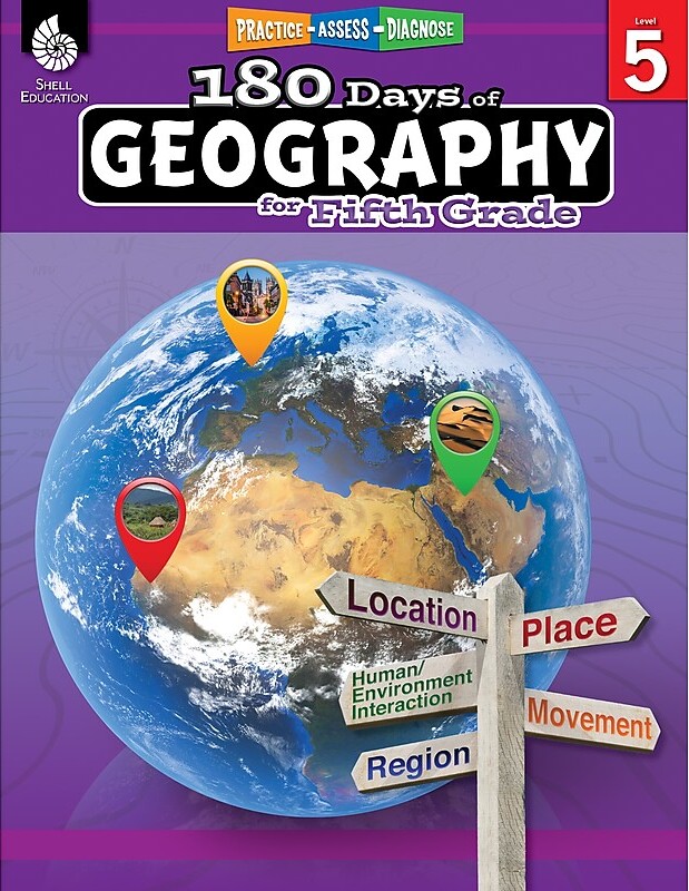 Shell Education 180 Days of Geography for Fifth Grade Book (28626)