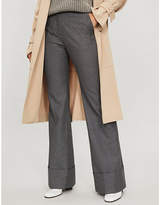 Thumbnail for your product : Stella McCartney Textured mid-rise wide-leg wool and cotton-blend trousers