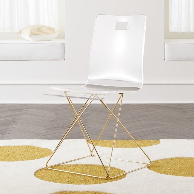 Now You See It Acrylic Kids Desk Chair with Gold Base