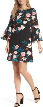 Eliza J Bell Sleeve Floral Print Shift Dress