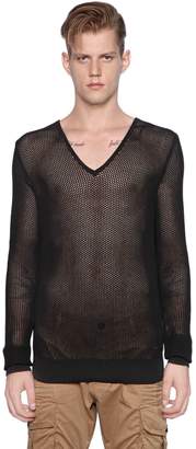 DSQUARED2 V Neck Cotton Loose Knit Sweater