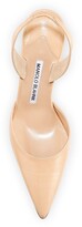 Thumbnail for your product : Manolo Blahnik Carolyne Leather Mid-Heel Halter Pumps