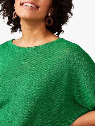 Phase Eight Roxana Tie Front Linen Knit Top, Forrest Green