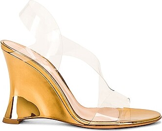 Gianvito Rossi Glass Wedge Sandal in Metallic Gold - ShopStyle