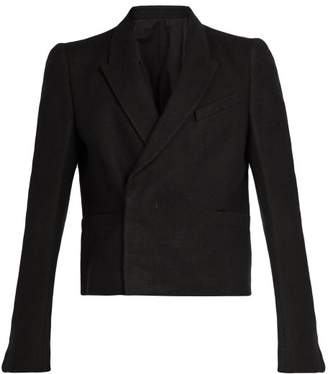 Rick Owens Cropped Double Breasted Camel Hair Blend Blazer - Mens - Black