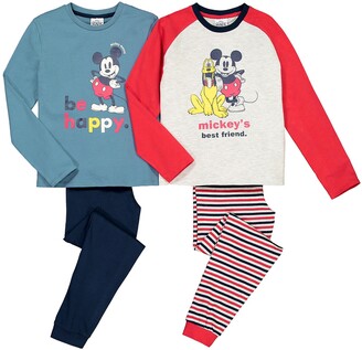 Mickey Pack of 2 Pyjamas in Cotton with Long Sleeves, 3-12 Years