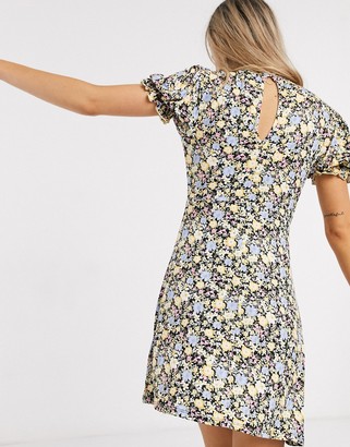 Miss Selfridge tea dress with high neck in floral print