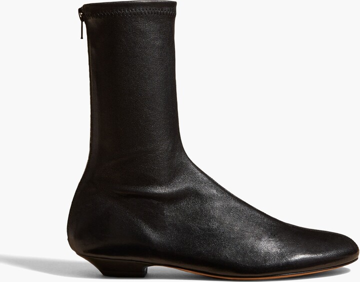 Apollo Flat Ankle Boot in Black Leather