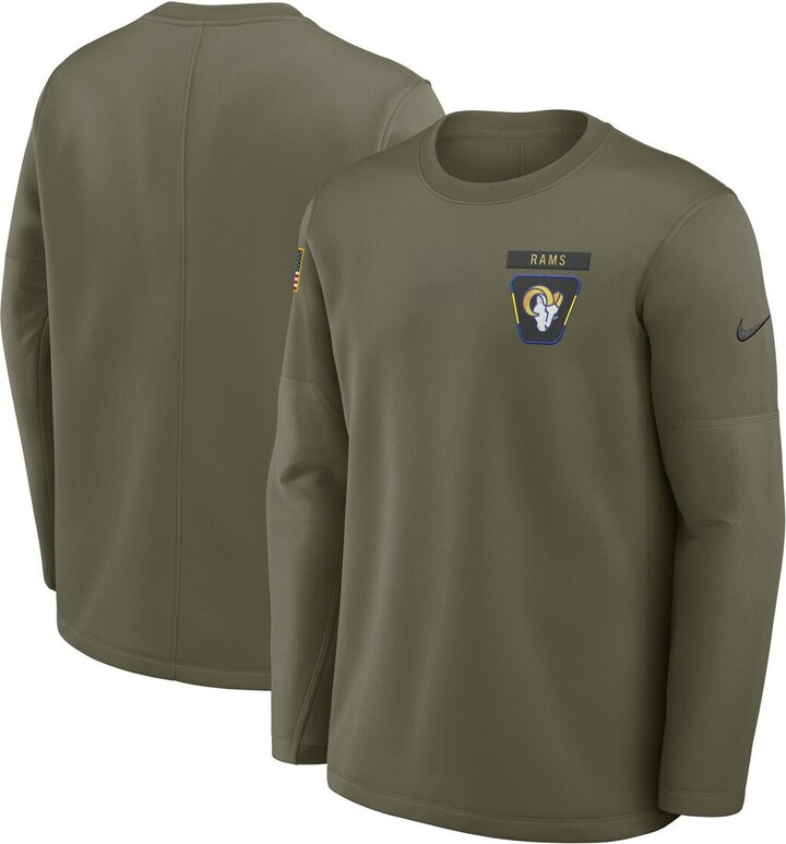 Nike Men's Olive Los Angeles Rams 2025 Salute to Service Sideline Coaches Therma-fit Long Sleeve Shirt