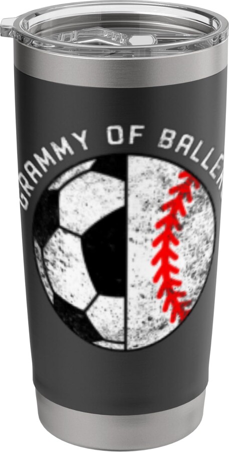 Soccer Baseball Grammy February Grammy Of Ballers Funny Soccer Baseball Grandma Grammy Stainless Steel Insulated Tumbler
