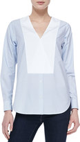 Thumbnail for your product : Theory Suejia C. Fine-Stripe Top W/ Bib Accent